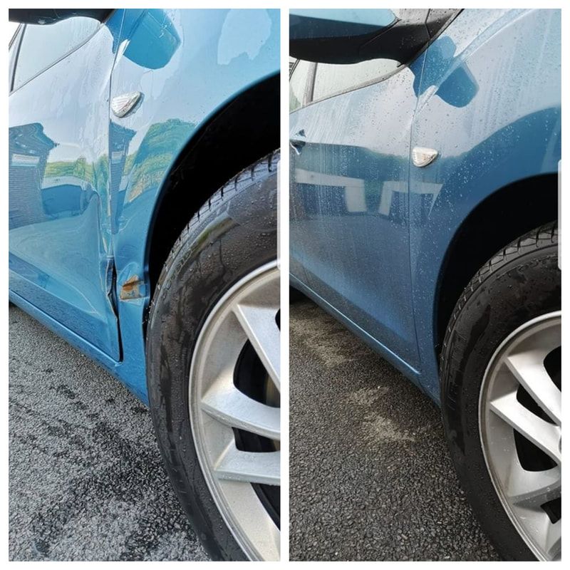 Door repair before and after