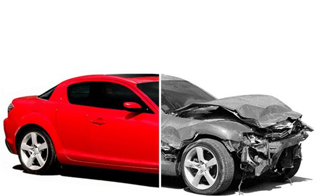 Car with front-end accident damage