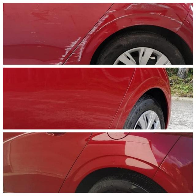 Before and after accident repair at Stepaside Coachworks