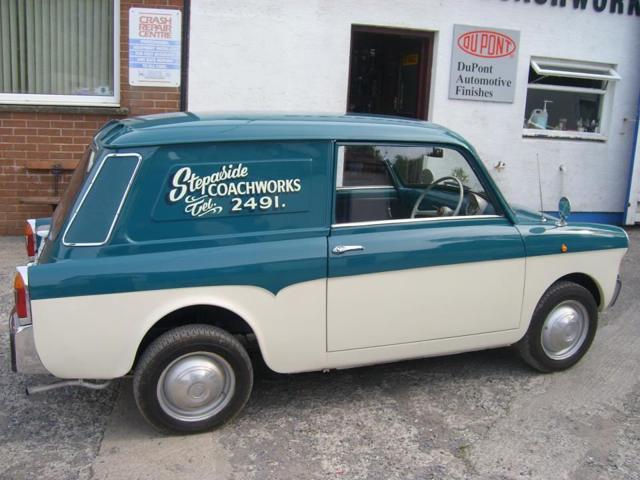 Classic car shell refinished in green